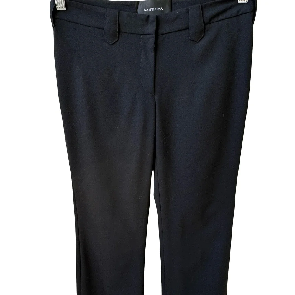 Santisima Vintage Y2K 90s Minimalist Black Wool Blend Tailored Flare Leg Pants 4